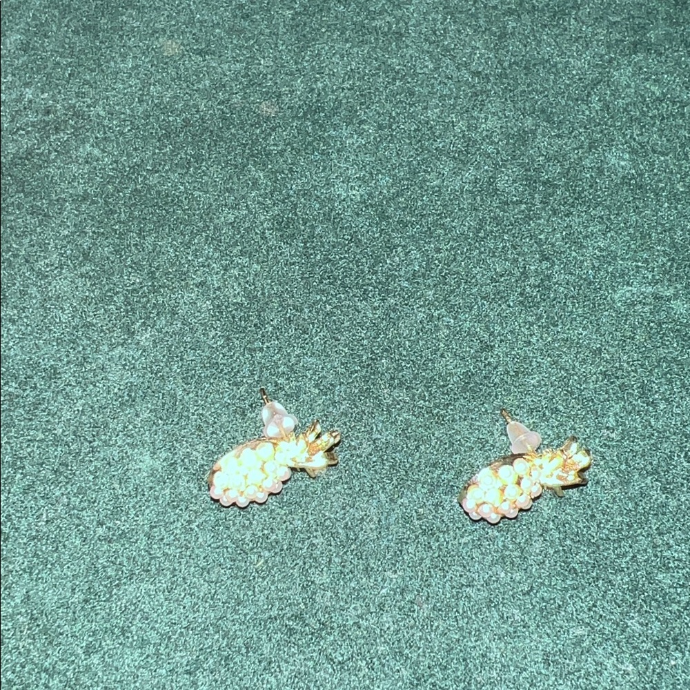 Gold and Pink Pineapple Earrings